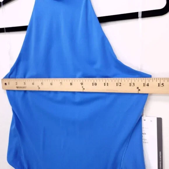 Lululemon Wundermost Ultra Soft Nulu Mock Neck Bodysuit Medium Sleeveless Blue - Picture 9 of 15